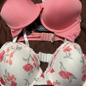 Just Be Coral and Floral Bra Set
